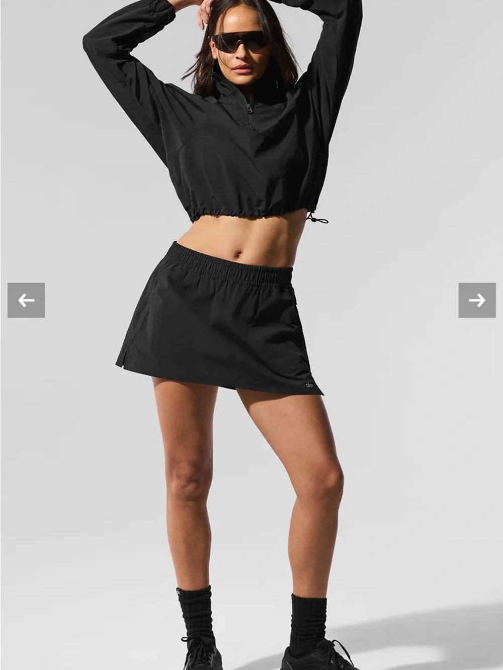 ALO Yoga Cropped 1/4 Zip Alumni Pullover Size Large Black NWOT